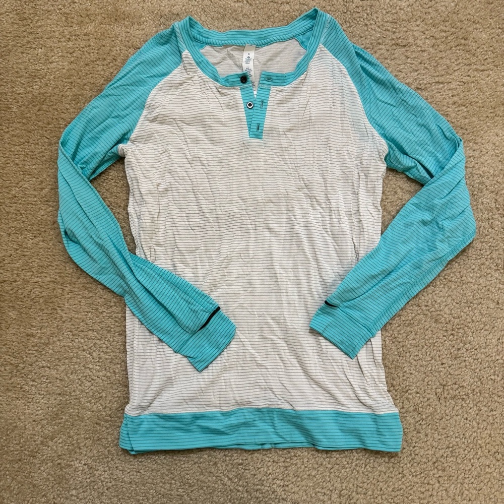 Lululemon Women Runamuck Long Sleeves White / Heathered Angel Blue